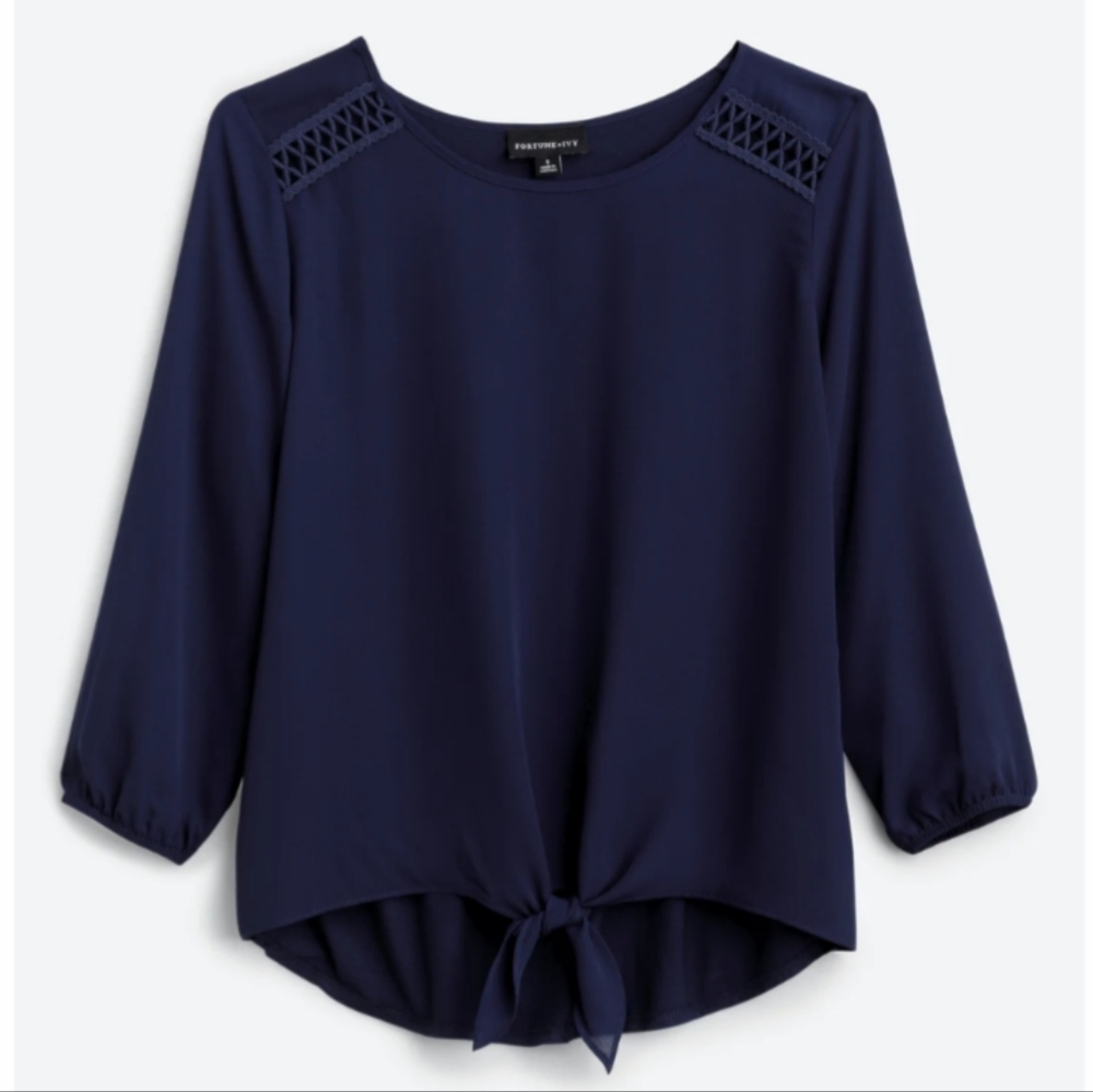 Tabitha Crochet Detail 3/4 Sleeve Blouse
